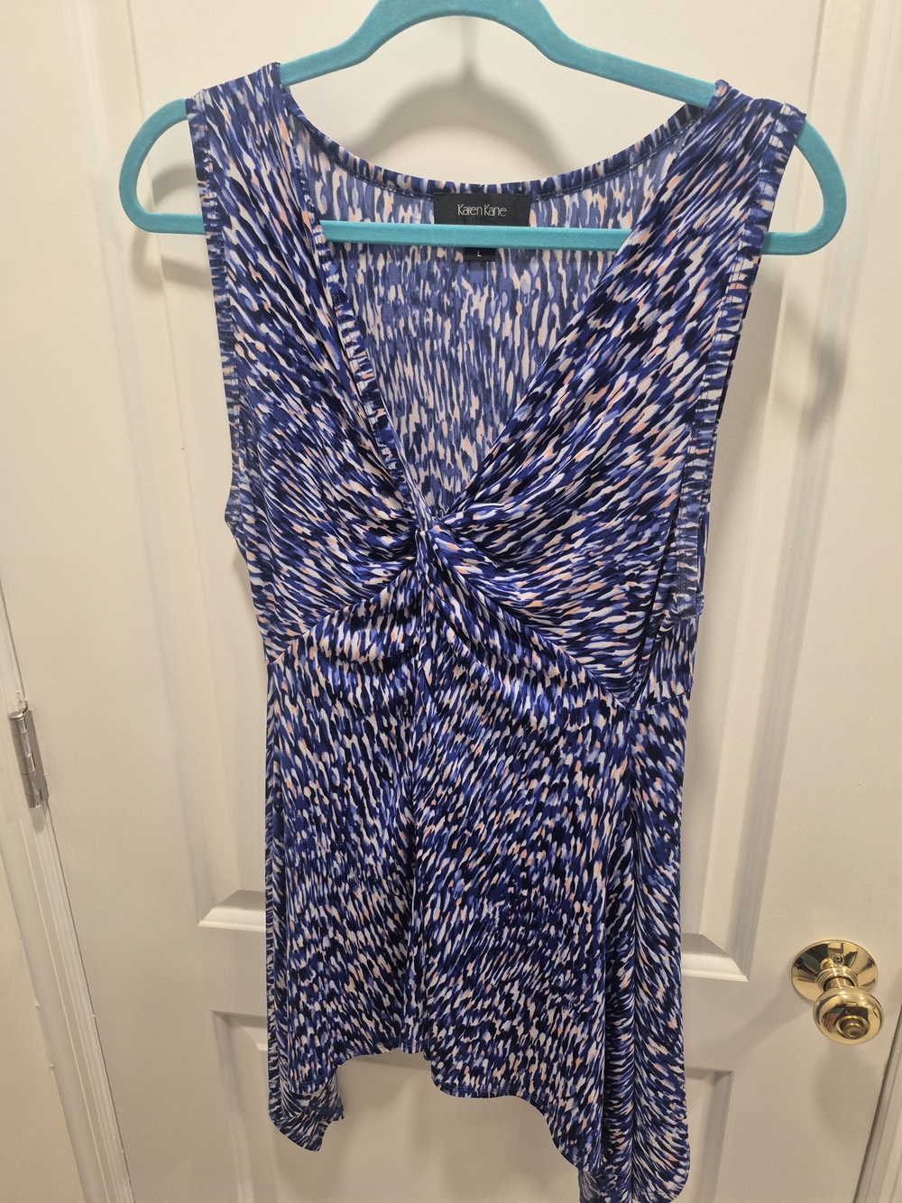 Karen Kane Blue and Peach Abstract Tank